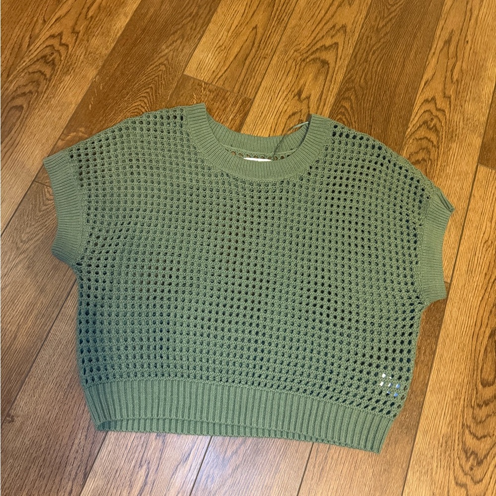 Sonoma Sage Green‎ Knit Crop Top Sweater